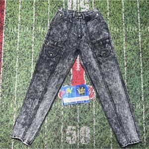 Vintage Roglins Denim Acid Wash Black Gray Jeans Womens Size 29s